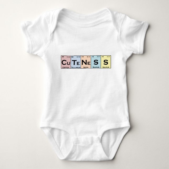 CuTeNeSS Periodensystem Babyumformer Baby Strampler (Vorderseite)