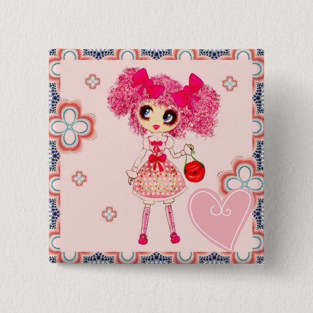 CutePziemlich Girly PinkyP Pink Kawaii Girl von Le Button (Vorderseite)