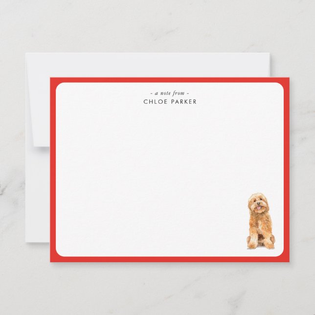 CuteRed Border Golden Doodle Christmas Thank you  Dankeskarte (Vorderseite)