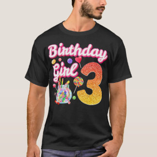 Cutes 3. Geburtstag Mädchen Süßigkeiten 3 Jahre al T-Shirt