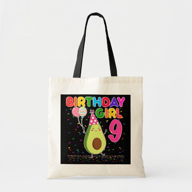 Cutes Avocados 9th Birthday Girl 9 Years Tragetasche (Vorne)