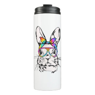Cutes Bunny Messy Bun Gefärbte Krawatte Bandana Ra Thermosbecher