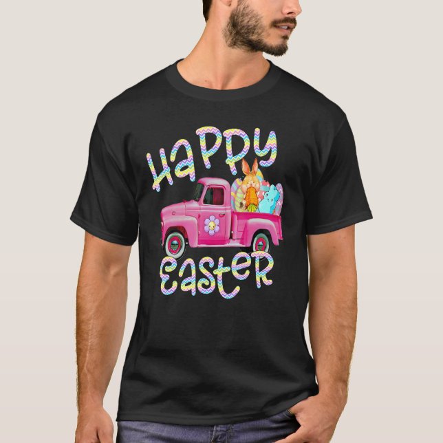 Cutes Rabbit Carrot LKW Osterfest Hübsche Jagd Eie T-Shirt (Vorderseite)