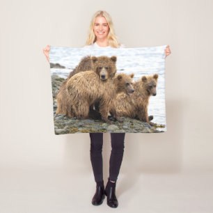 Cutest Baby Animals Bear & Cubs Fleecedecke