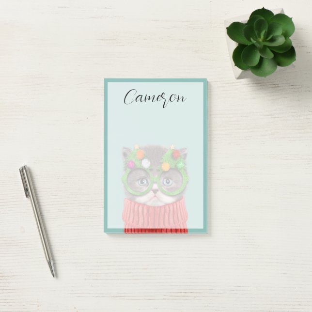 Cutest Baby Animals | Cat Christmas Sweater Post-it Klebezettel (Büro)