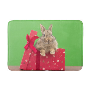 Cutest Baby Animals   Christmas Holiday Bunny Badematte
