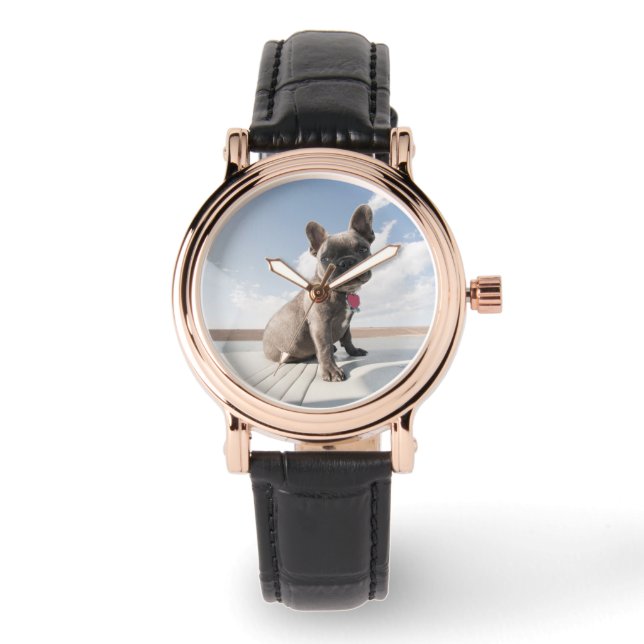 Cutest Baby Animals | French Bulldog Boating Armbanduhr (Vorderseite)