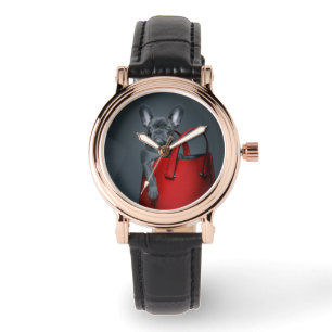 Cutest Baby Animals French Bulldog in Handbag Armbanduhr