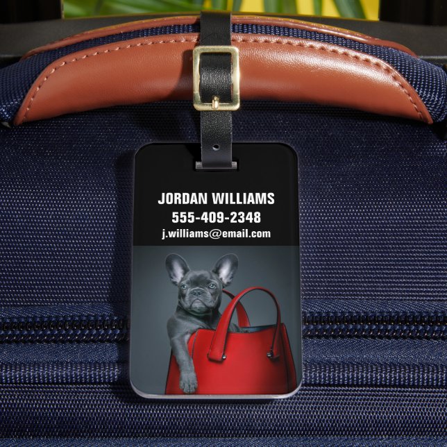 Cutest Baby Animals | French Bulldog in Handbag Gepäckanhänger (Vorderseite Insitu 2)