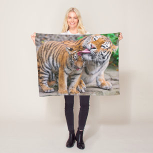 Cutest Baby Animals Siberian Tiger Family Fleecedecke