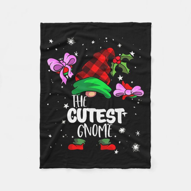 Cutest Gnome Red Buffalo Plaid Matching Family Chr Fleecedecke (Vorderseite)