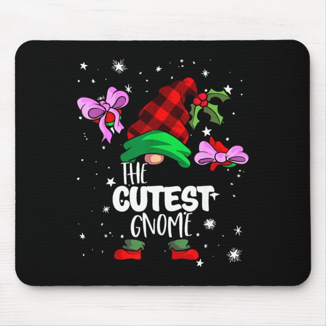 Cutest Gnome Red Buffalo Plaid Matching Family Chr Mousepad (Vorne)
