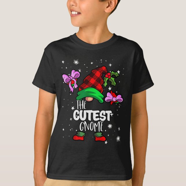Cutest Gnome Red Buffalo Plaid Matching Family Chr T-Shirt (Vorderseite)