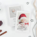 Cutest little snowflake photo birth announcement feiertagskarte<br><div class="desc">Spread the news of your latest addition to your family with this Christmas and winter-themed holiday birth announcement card. Easily customize the front of the card with your baby's name and date of birth, and with one of your favorite newborn pictures with a lovely dark grey overlay script that reads...</div>