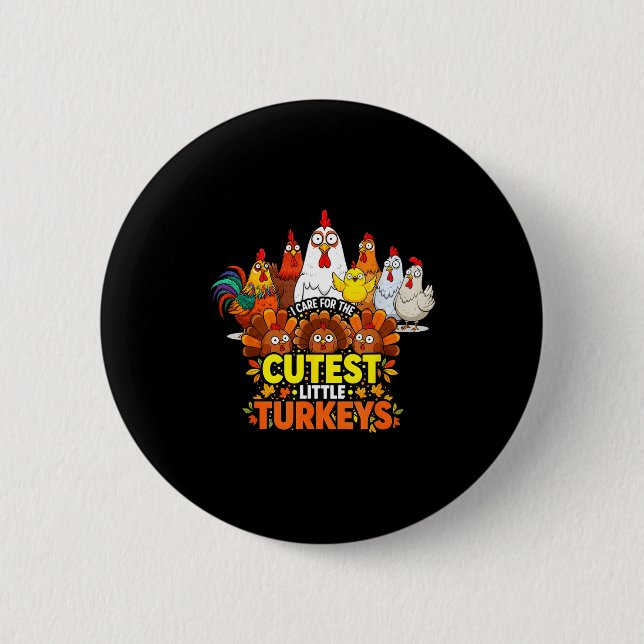 Cutest Little Turkeys Funny Thanksgiving Teacher D Button (Vorderseite)