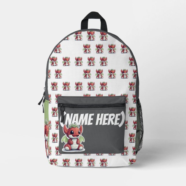 Cutest Strawberry Dragon ii, Bedruckter Rucksack (Vorderseite)