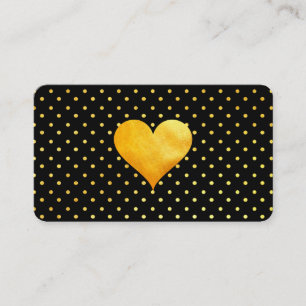 Cutesy Gold Heart Polka Dot Pattern Visitenkarte