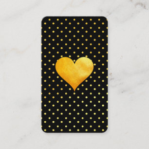 Cutesy Gold Heart Polka Dot Pattern Visitenkarte