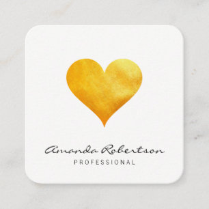 Cutesy Gold Heart Quadratische Visitenkarte