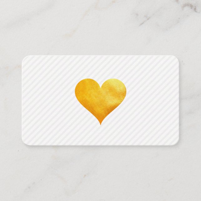 Cutesy Gold Heart Strip Muster Visitenkarte (Vorderseite)