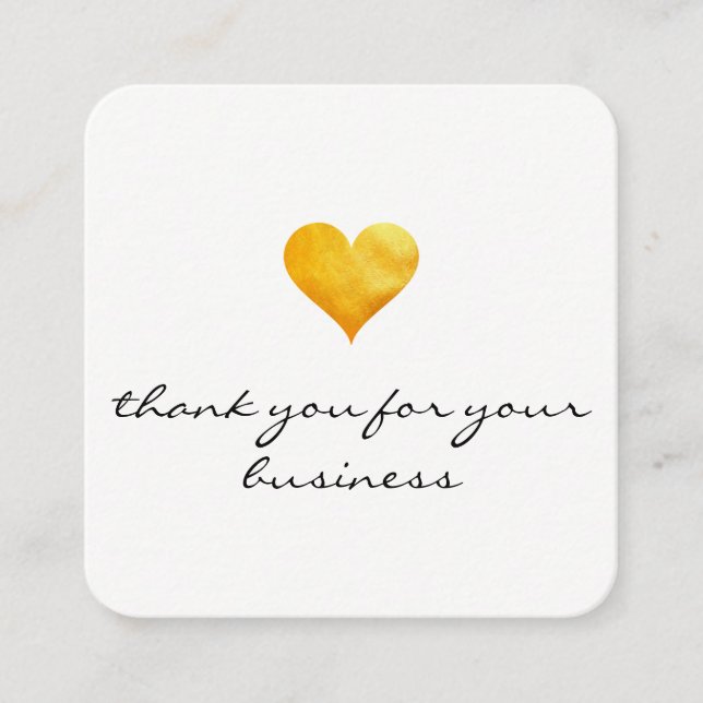 Cutesy Gold Heart Vielen Dank Treuekarte (Vorderseite)