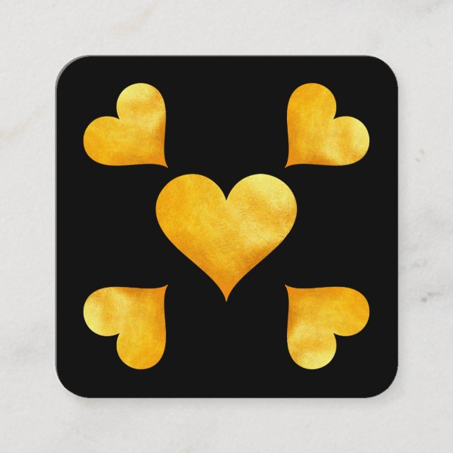 Cutesy Gold Hearts Quadratische Visitenkarte (Vorderseite)