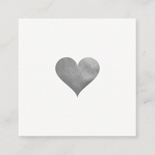 Cutesy Gray Heart Quadratische Visitenkarte (Vorderseite)