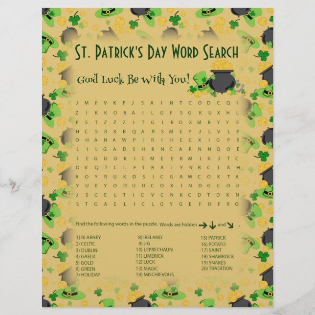Cutesy Luck for Irish Word Search Game (Vorderseite)