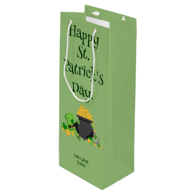 Cutesy Luck für die irische Geschenktasche Geschenktüte Für Weinflaschen (Vorderseite Schrägansicht)