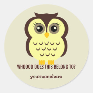 Cutesy Owl DAS GEHÖRT ZU Stickern Runder Aufkleber