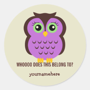 Cutesy Owl DAS GEHÖRT ZU Stickern Runder Aufkleber
