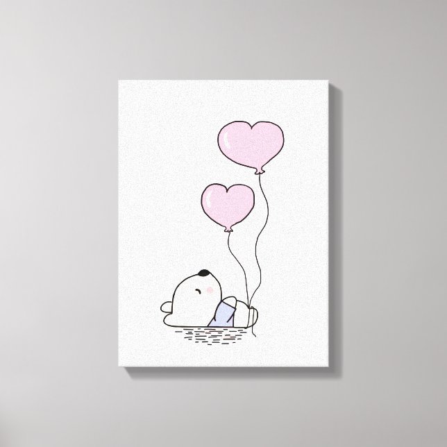 CuteTeddy Bear Pink Balloons Girls Bedroom Kinderz Leinwanddruck (Vorderseite)
