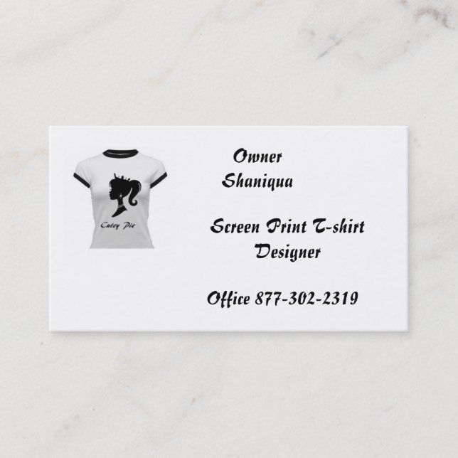 Cutey Torten-Bildschirmausdruck Deisgner Shirts Visitenkarte (Vorderseite)