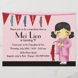 Cutie asiatique - Invitation à la fête d'anniversa