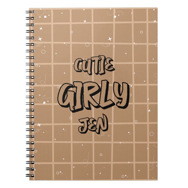 Cutie Girly Brown Gingham Spiral Notebook Notizblock (Vorderseite)