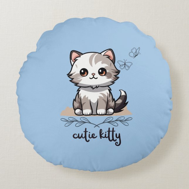 Cutie Kitty Coussin rond (Devant)