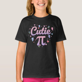 Cutie Pi Symbol Math Pun Pink Butterfly Hearts T-Shirt