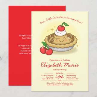 Cutie Pie Birthday Party Kids Cherry Einladung