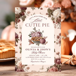 Cutie Pie Citrouille Floral Bow Invitation