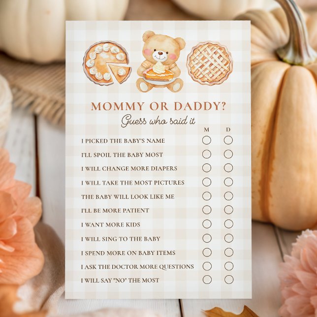 Cutie Pie Fall Baby Shower Mommy or Daddy Game (Von Creator hochgeladen)