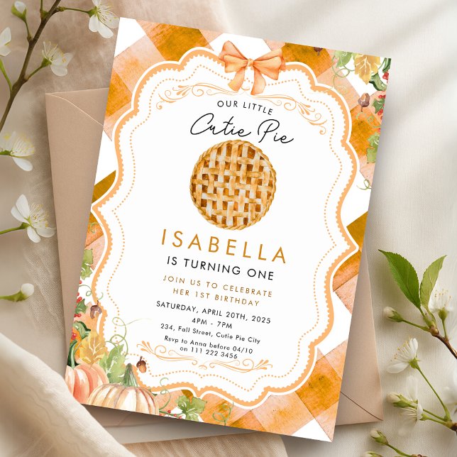 Cutie Pie Fall First 1st Birthday Thanksgiving Einladung (Cutie Pie Fall First 1st Birthday Thanksgiving Invitation)