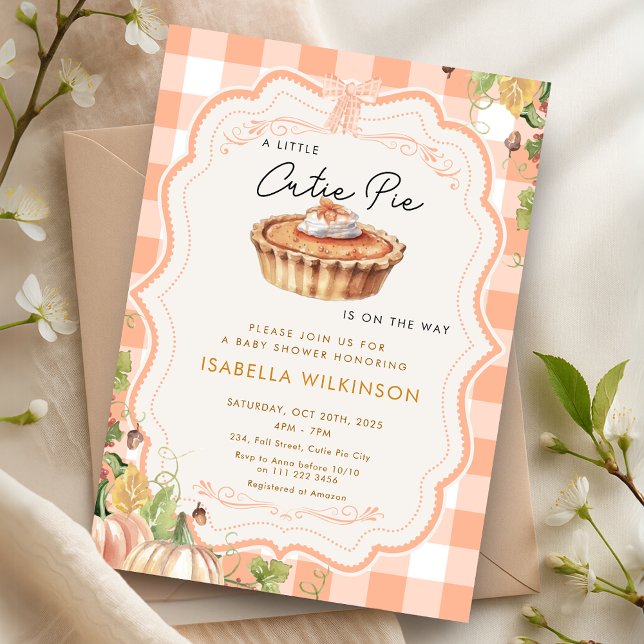 Cutie Pie Fall Pumpkin Pie Baby Shower Einladung (Cutie Pie Fall Pumpkin Pie Baby Shower Invitation)