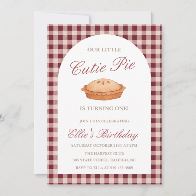 Cutie Pie Invitation Anniversaire (Devant)