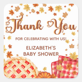Cutie Pie Pumpkin Fall Baby Shower Thank You Quadratischer Aufkleber