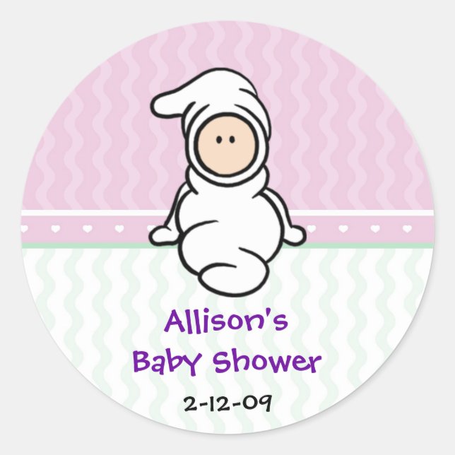 Cutietoots Baby in White Shower Favoriser Sticker (Devant)