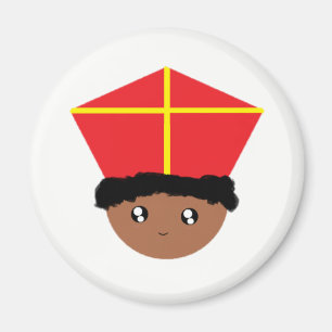 Cutiful Kids Art St. Nicholas Miter Zwarte Piet Magnet
