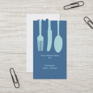 Cutlery Cafe Carte de visite (bleu foncé)