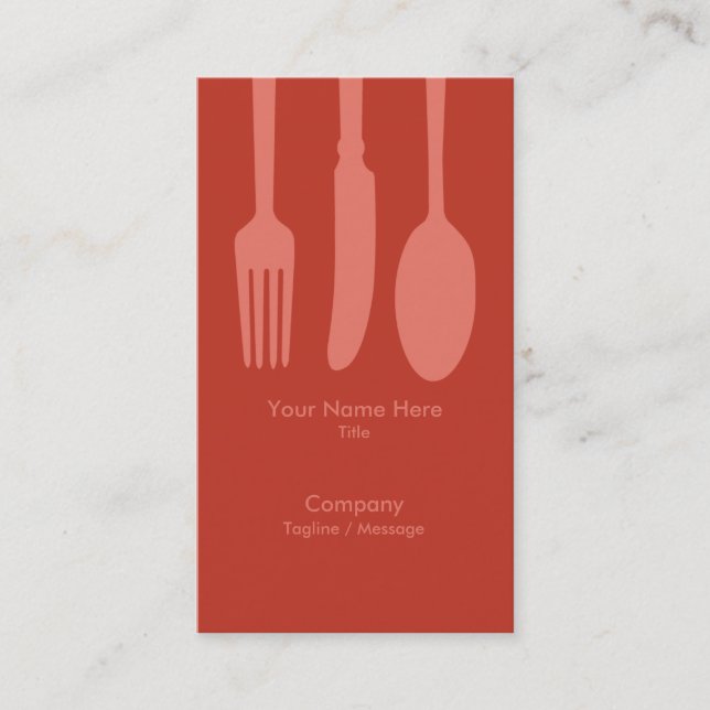 Cutlery Cafe Carte de visite (Dk Retro Red) (Devant)