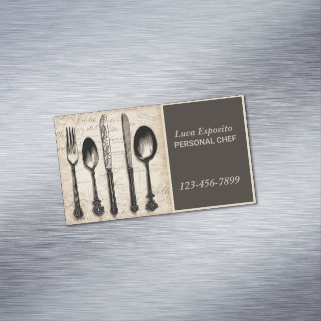 Cutlery Catering Restaurant Caterer Persönlicher K Magnetische Visitenkarte (Beispiel)
