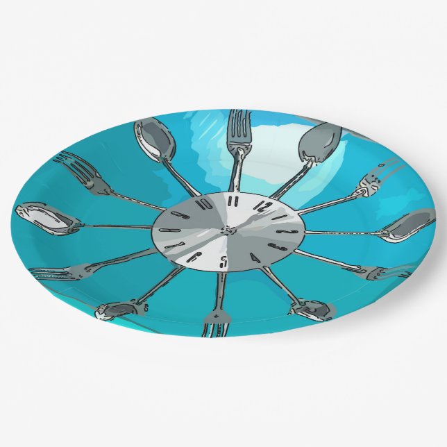 Cutlery O'clock Pappteller (Schrägansicht)